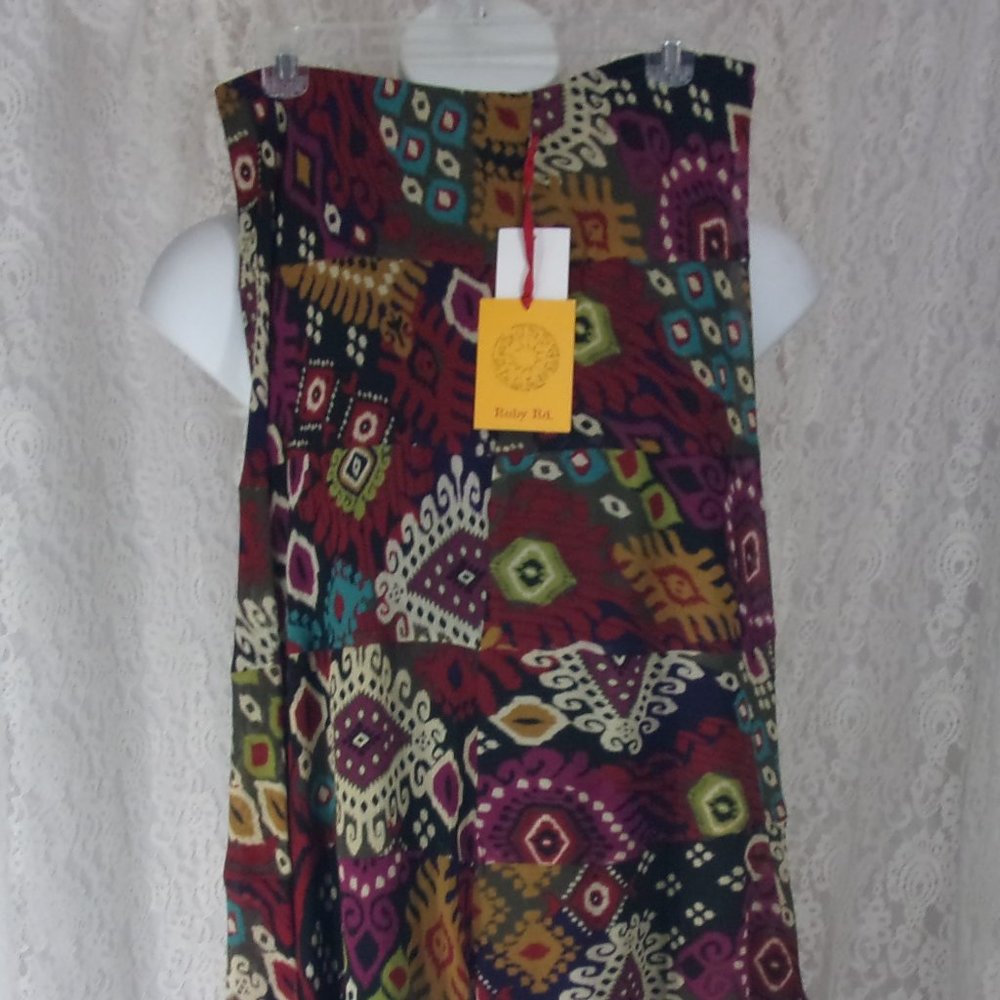Ruby Rd Skirt Multi Colors Rust Red Teal Boot Maxi Mini Size 8
